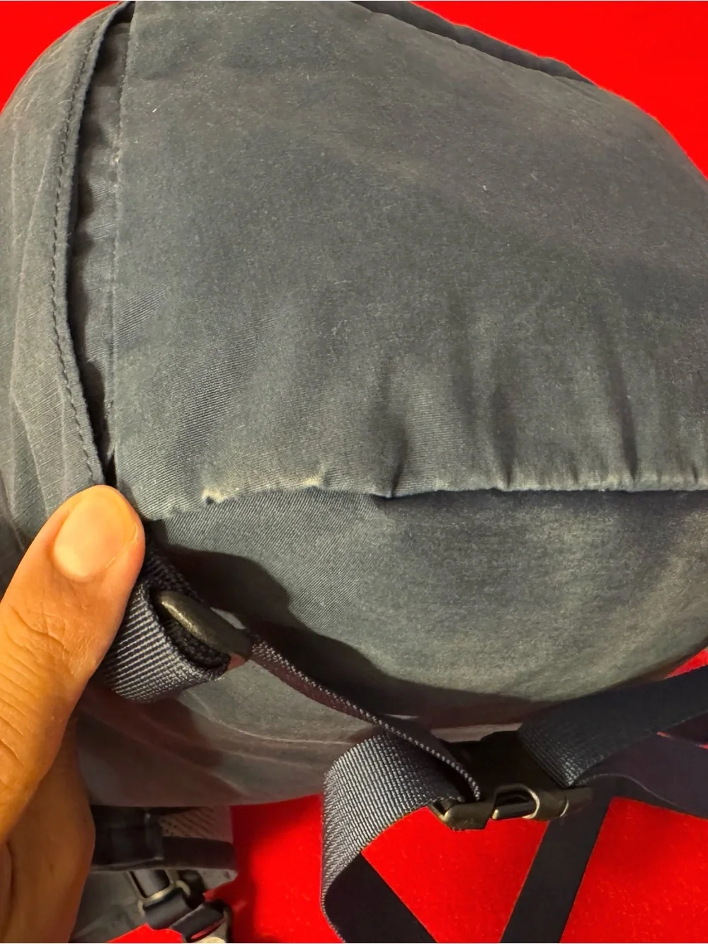 Fjallraven Navy Roll-Top Backpack with Leather Patch